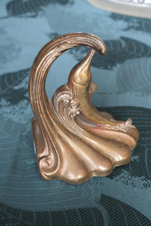 Antique art deco bronze marlin book-end