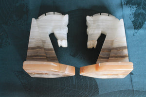 Vintage onyx horsehead bookends