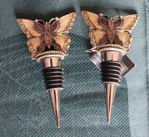 Vintage butterfly wine stopper pair