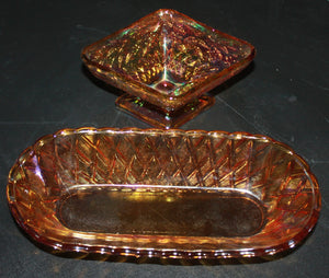 Vintage carnival glass pair
