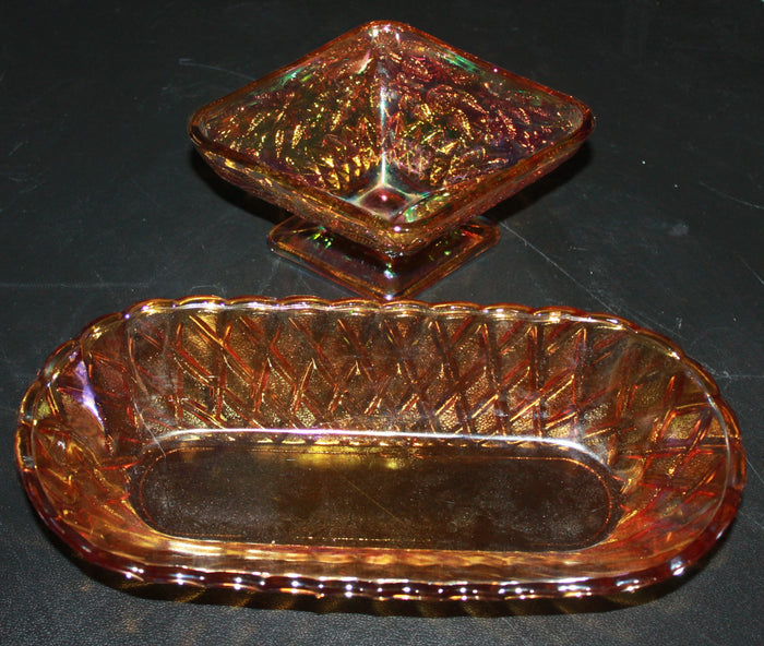 Vintage carnival glass pair