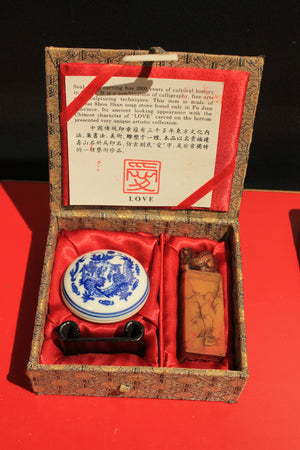 Vintage Chinese soapstone stamp seal kit #1