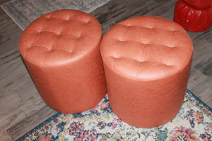 Pair of tufted ottomans