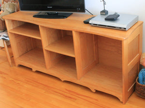 Solid hardwood TV console and shelving