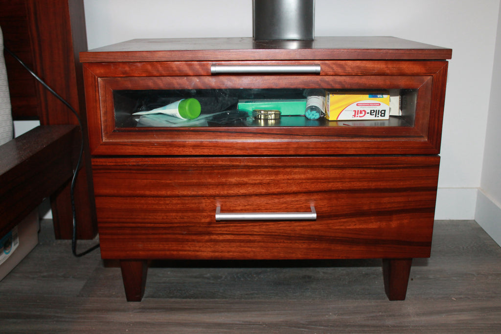Mid-Century Modern glass-drawer night stand