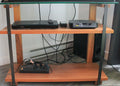 Entertainment shelving with glass top