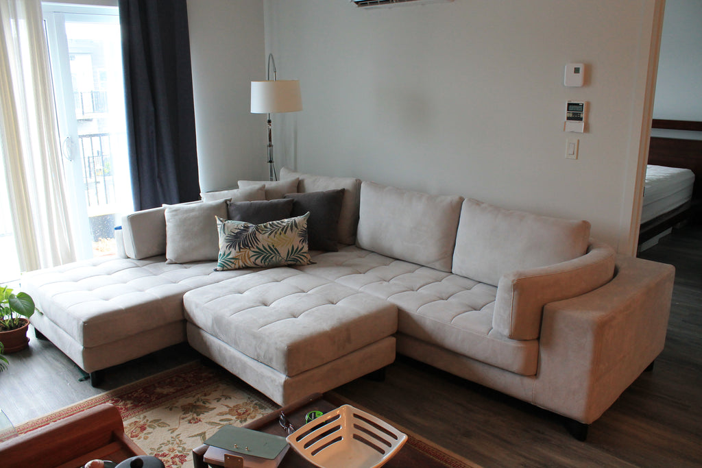 Sectional Sofa with Ottoman and Throw Pillows