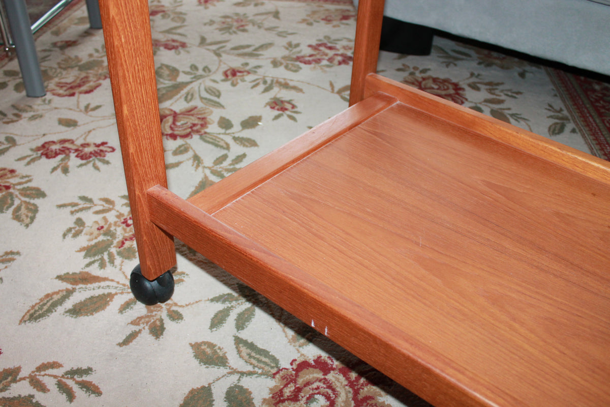 Solid hardwood wheeled liquor cart