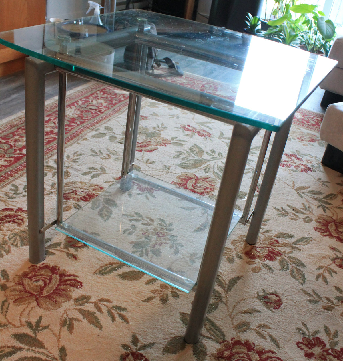 Glass-shelved End Table