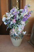 Giant Ceramic Vase with Faux Flower Arrangements