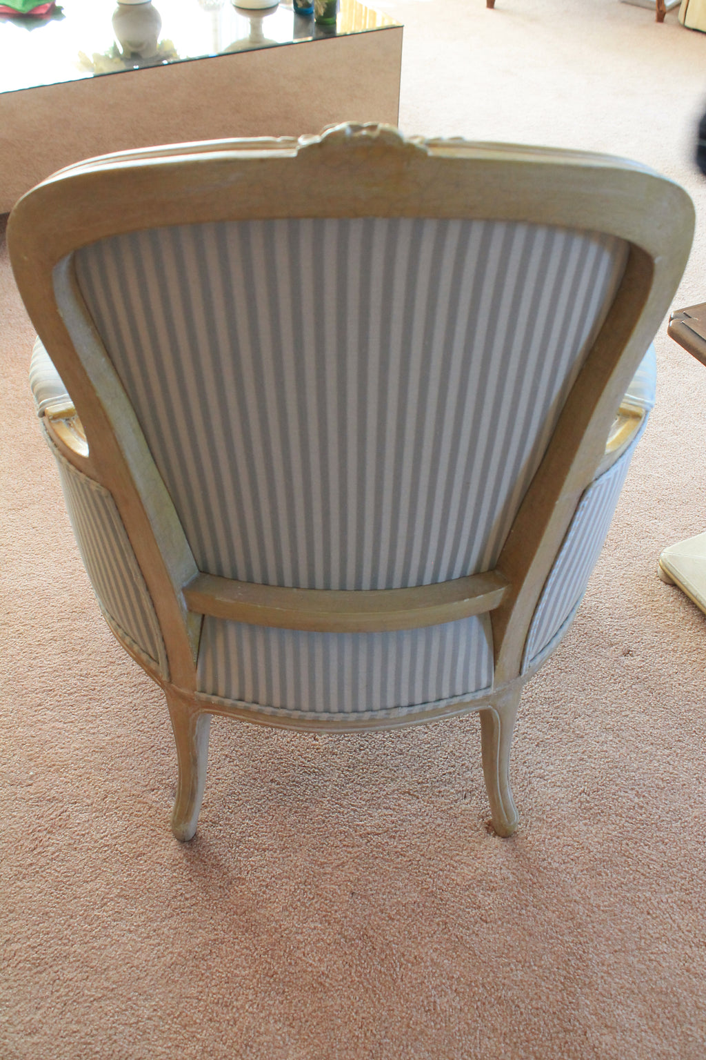 Vintage Striped Louis XV Armchair