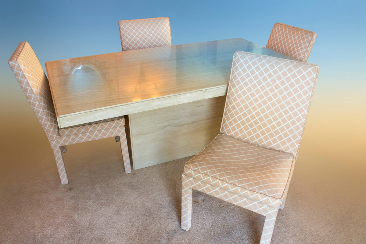 Solid Travertine Dining Set