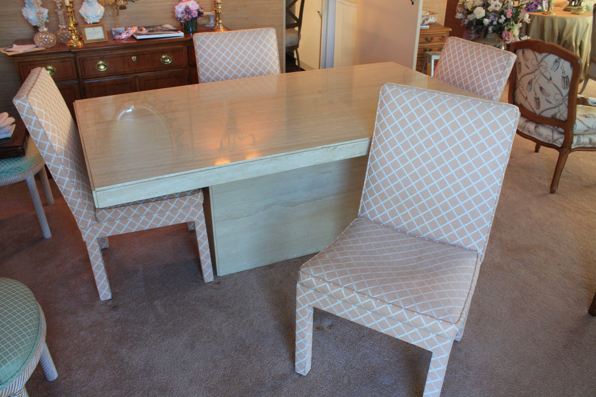 Solid Travertine Dining Set