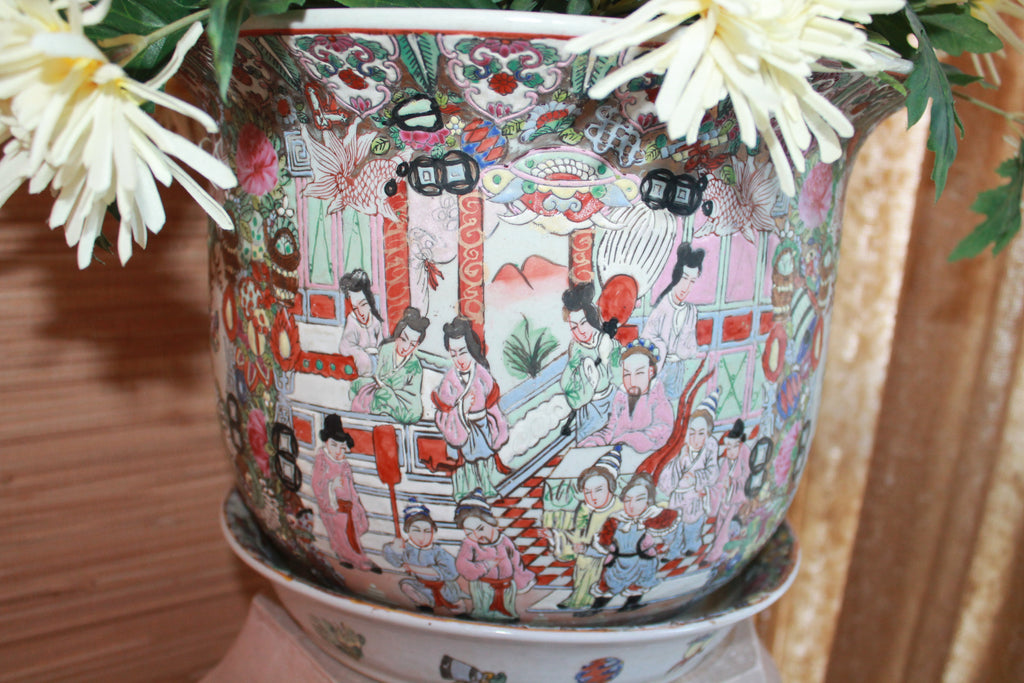 3' Pedestal with Oriental Pot and Flowers