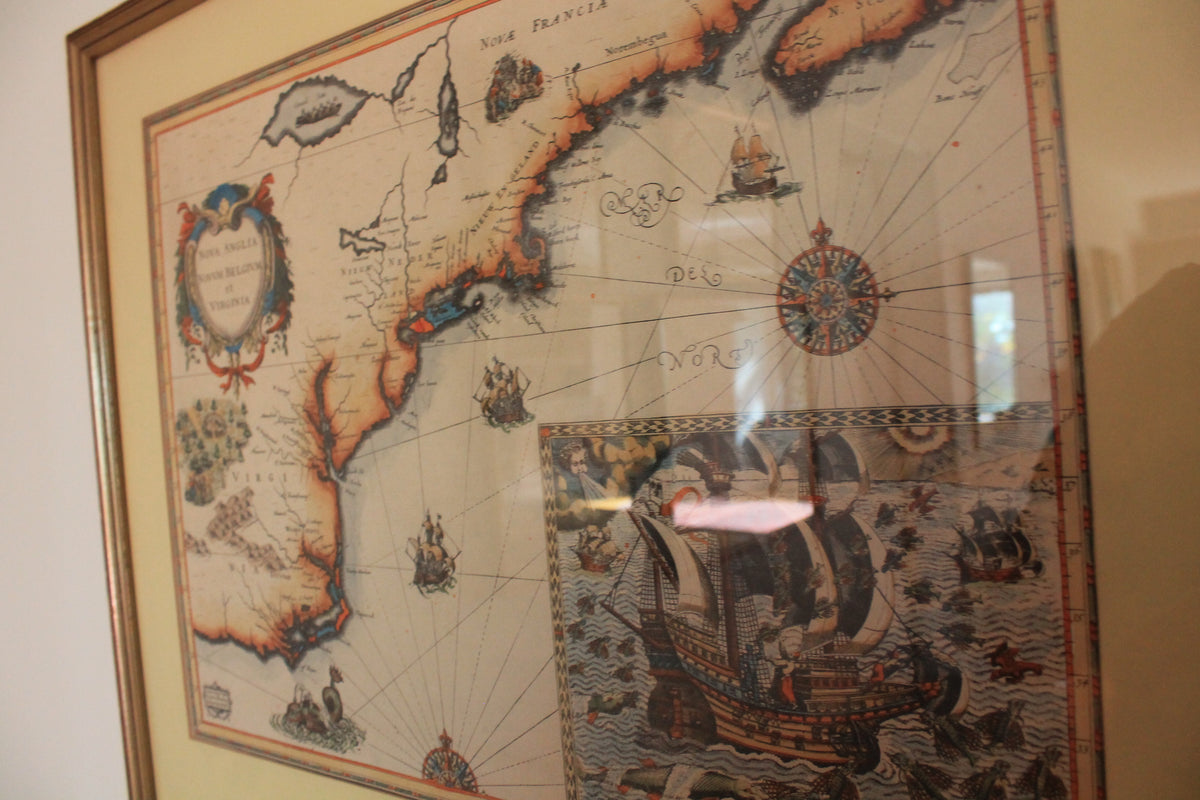 Nova Anglia et al Framed Map