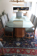Hand-hewn Glass-topped Dining Set, 8-Seat
