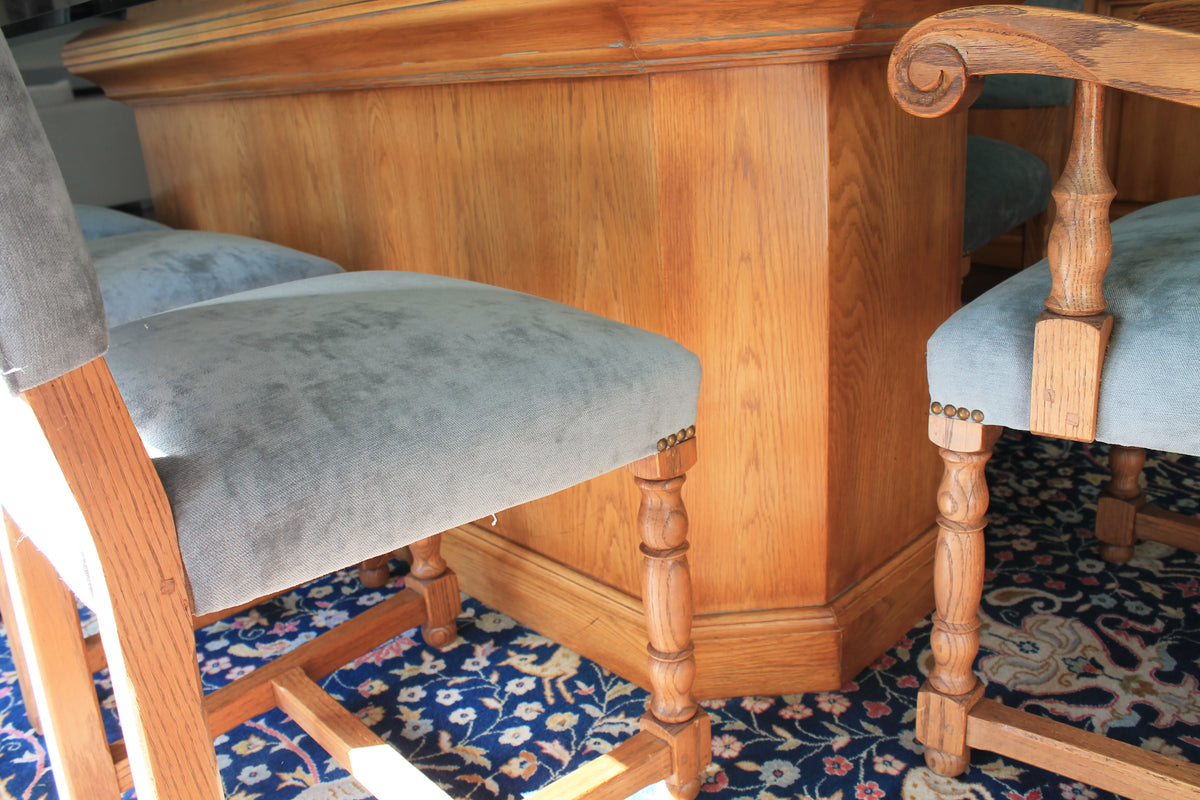 Hand-hewn Glass-topped Dining Set, 8-Seat